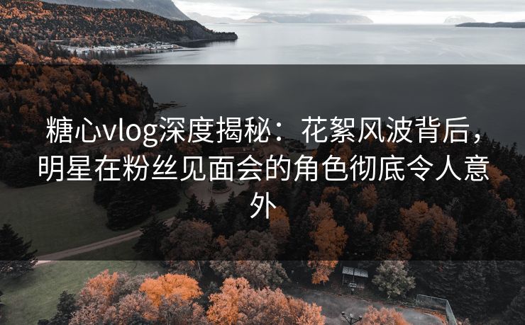 糖心vlog深度揭秘：花絮风波背后，明星在粉丝见面会的角色彻底令人意外