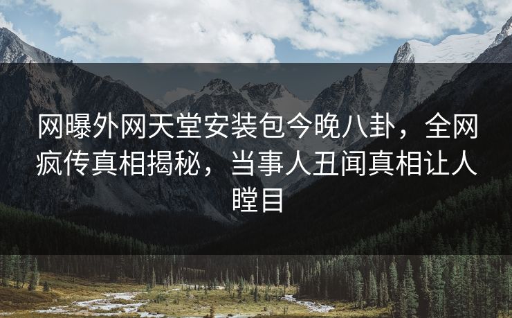网曝外网天堂安装包今晚八卦，全网疯传真相揭秘，当事人丑闻真相让人瞠目