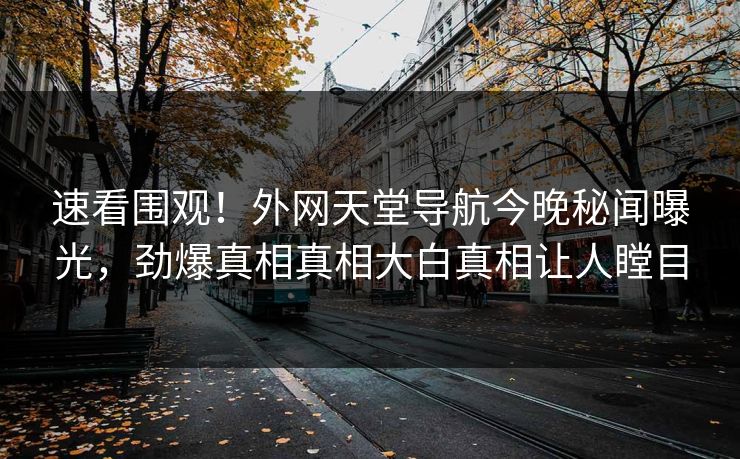 速看围观！外网天堂导航今晚秘闻曝光，劲爆真相真相大白真相让人瞠目